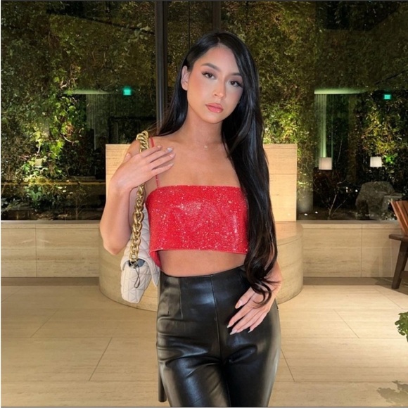 Zara Tops - Zara shimmery red rhinestones top